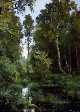 イワン・イワノビッチ・シーシキン Painting - 森の端にある生い茂った池 シヴェルスカヤ 1883 古典的な風景 イワン・イワノビッチ